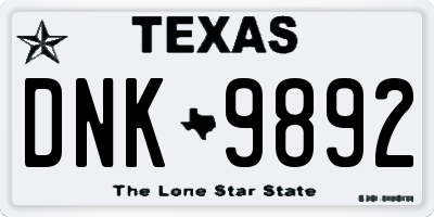 TX license plate DNK9892