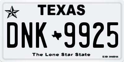 TX license plate DNK9925