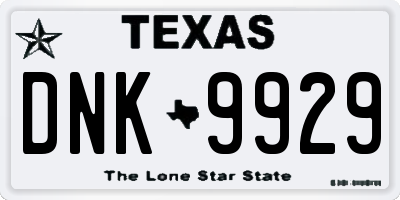 TX license plate DNK9929