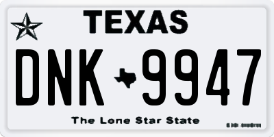 TX license plate DNK9947