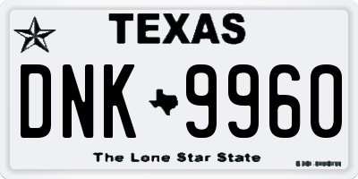 TX license plate DNK9960