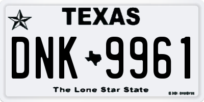 TX license plate DNK9961