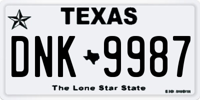 TX license plate DNK9987