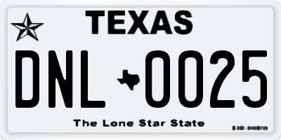 TX license plate DNL0025