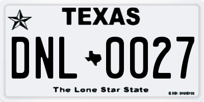 TX license plate DNL0027