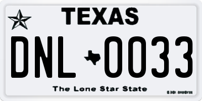 TX license plate DNL0033