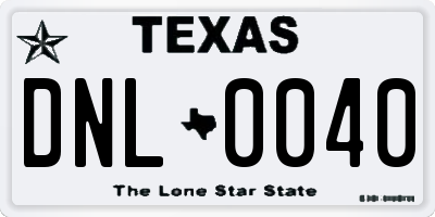 TX license plate DNL0040
