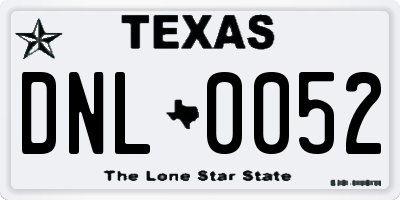 TX license plate DNL0052