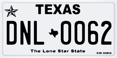 TX license plate DNL0062
