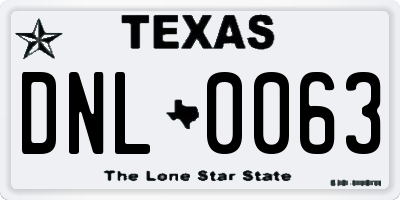TX license plate DNL0063
