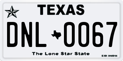 TX license plate DNL0067