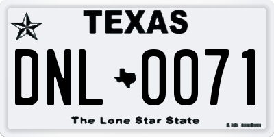 TX license plate DNL0071