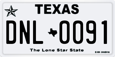 TX license plate DNL0091
