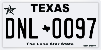 TX license plate DNL0097