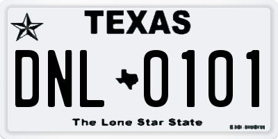 TX license plate DNL0101