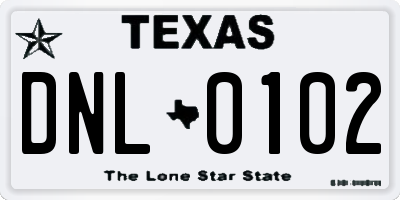TX license plate DNL0102