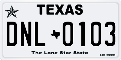 TX license plate DNL0103