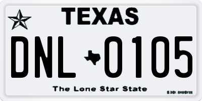 TX license plate DNL0105