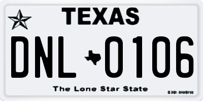 TX license plate DNL0106