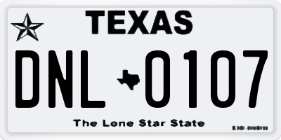 TX license plate DNL0107