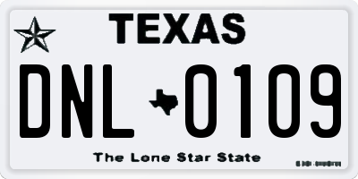 TX license plate DNL0109