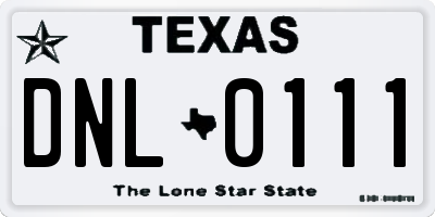 TX license plate DNL0111