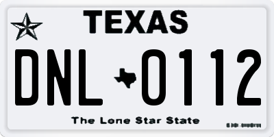 TX license plate DNL0112