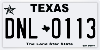 TX license plate DNL0113