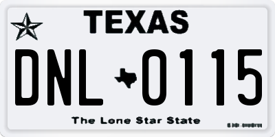 TX license plate DNL0115