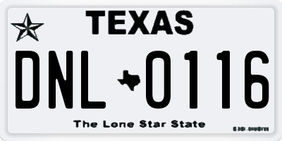 TX license plate DNL0116