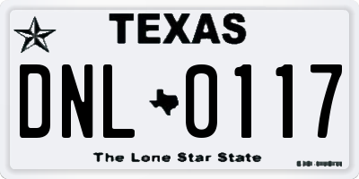 TX license plate DNL0117