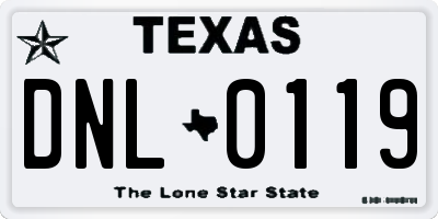TX license plate DNL0119