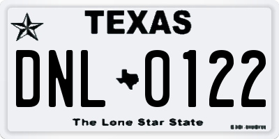 TX license plate DNL0122