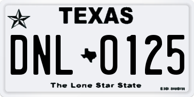 TX license plate DNL0125