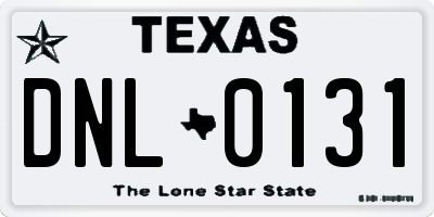 TX license plate DNL0131