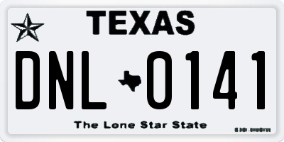TX license plate DNL0141