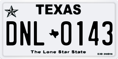 TX license plate DNL0143