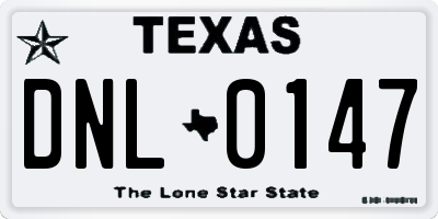 TX license plate DNL0147