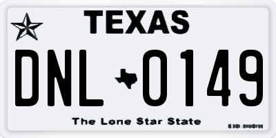 TX license plate DNL0149
