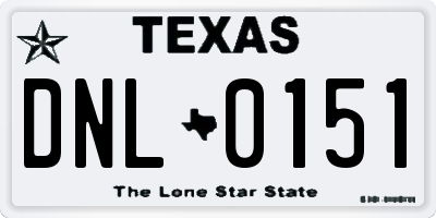 TX license plate DNL0151