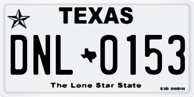 TX license plate DNL0153