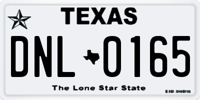 TX license plate DNL0165