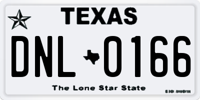 TX license plate DNL0166