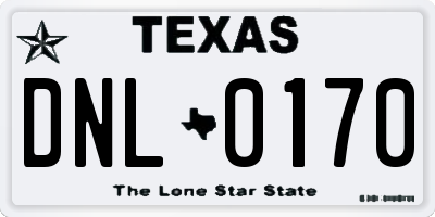 TX license plate DNL0170