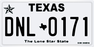 TX license plate DNL0171