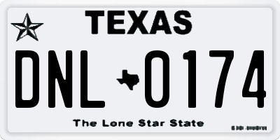 TX license plate DNL0174