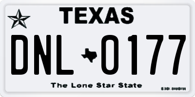 TX license plate DNL0177