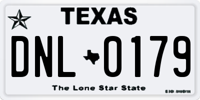 TX license plate DNL0179