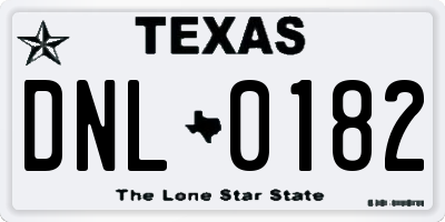 TX license plate DNL0182