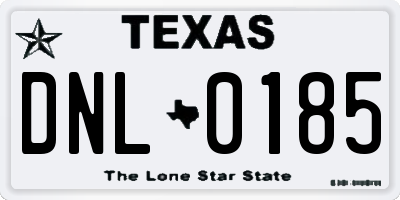 TX license plate DNL0185